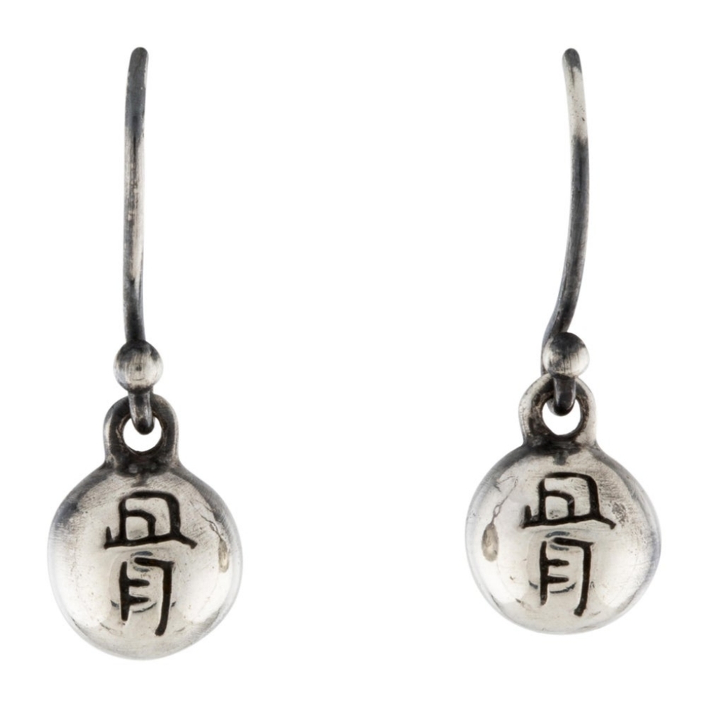Me&Ro sterling silver drop earrings with hook closures.